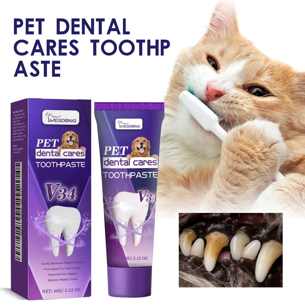 YEGBONG V34 Pet Toothpaste with Fresh Breath Formula Gentle Plaque Control Gum Care for Dogs and Cats Hypoallergenic Oral Care