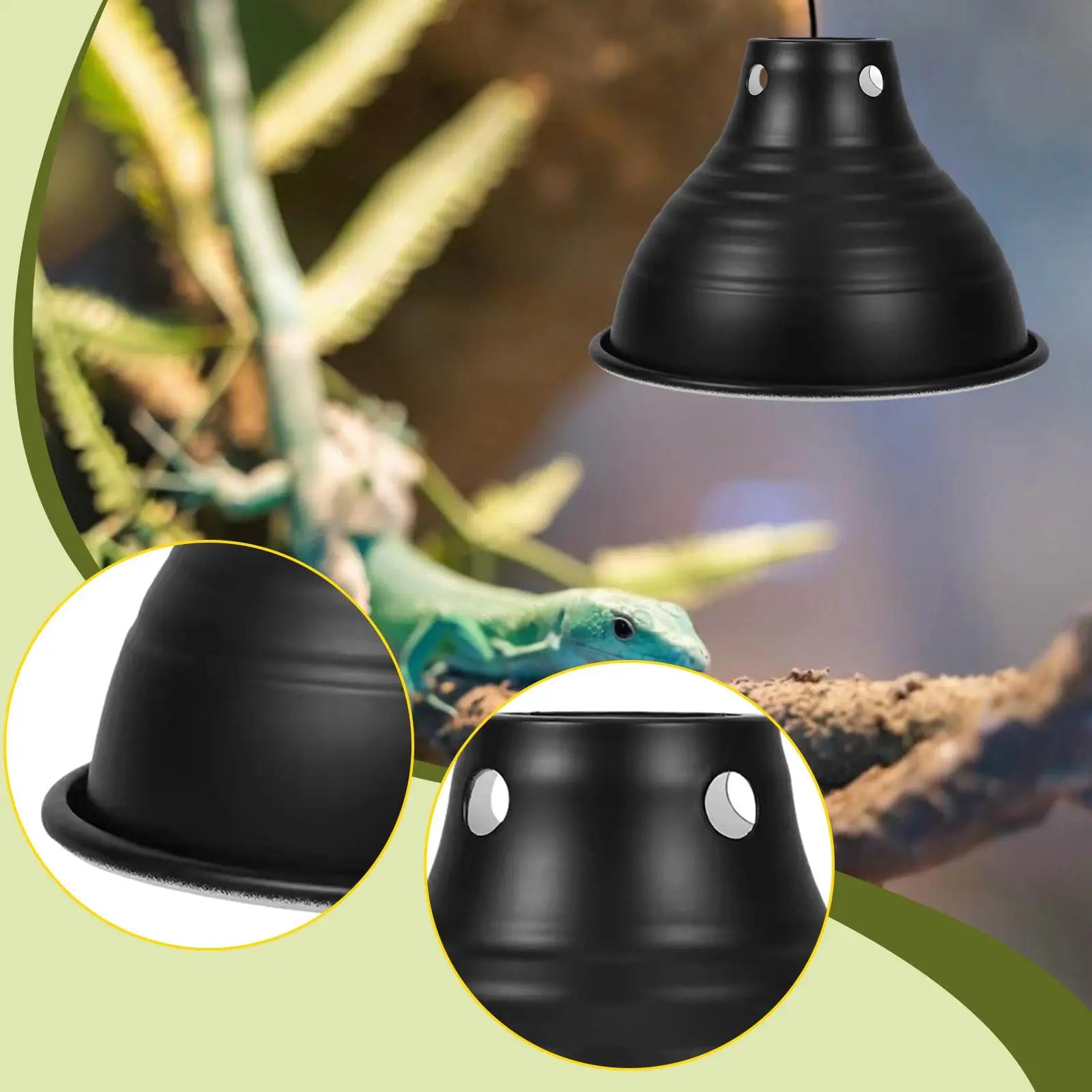 Reptile Dome Lamp Cover Aluminum Easy Installation Light Shade for Lizard Chameleon Bearded Dragon Reptile Terrarium Snake