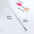 1.8m Telescopic Cat Teaser Fishing Rod Wand — Super Long 4-Section Retractable Interactive Stick