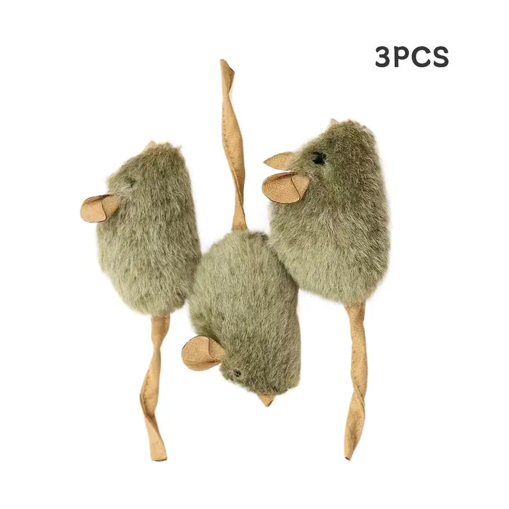 3-Pack Automatic Chirping Plush Mouse Cat Toy Set — Bite-Resistant Interactive Kitten Mice