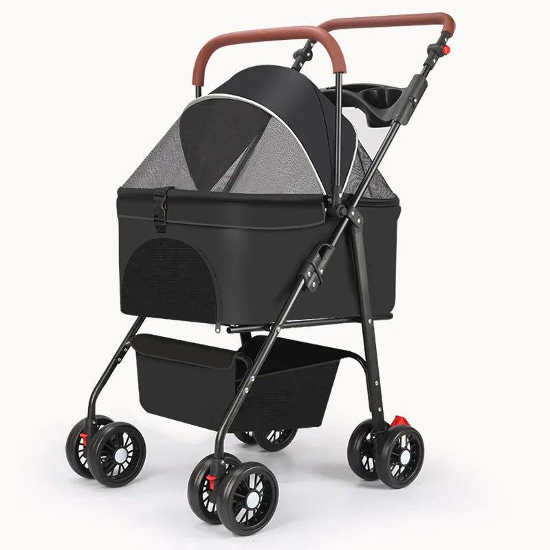 Upgraded Pet Stroller for Cats Dogs Compact Lightweight Foldable Teddy Bear for Outdoor Activities Detachable for Dog Walking