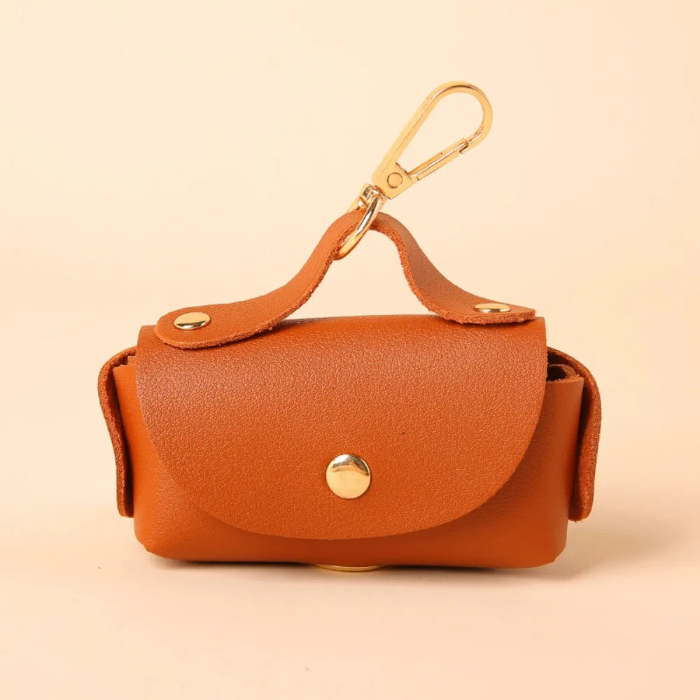 Leather Pet Waste Bag Dispenser (Keychain, Multi-Color, Lightweight)