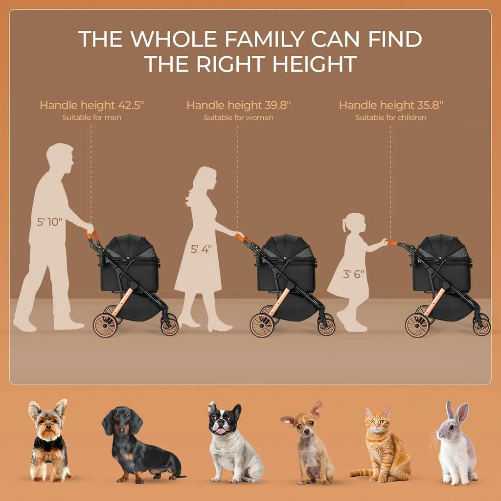 All-Terrain Pet Travel, Gray, Aluminum and Carbon Steel Frame, Adjustable Handle, Sun Shades and Shock Absorbers