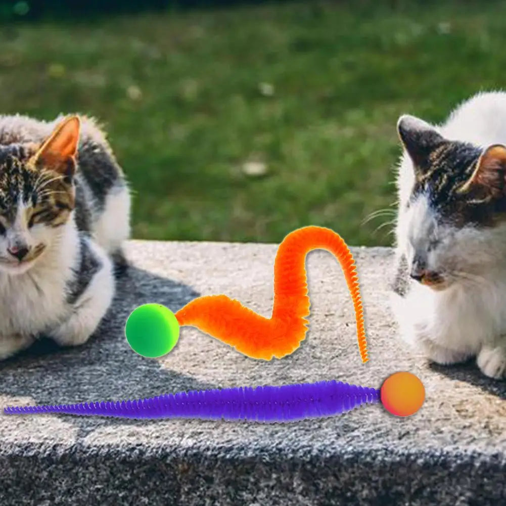 Fluffy Tail Bouncy Ball Cat Teaser Toy — Elastic Simulation Prey Bite Tool
