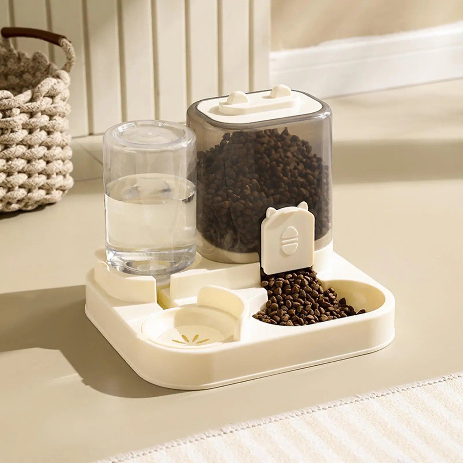 2 in 1 Automatic Pet Feeder Cat Feeding Bowl Travel Supplies Detachable Multifunction Food Container Cats Feeder for Bunny