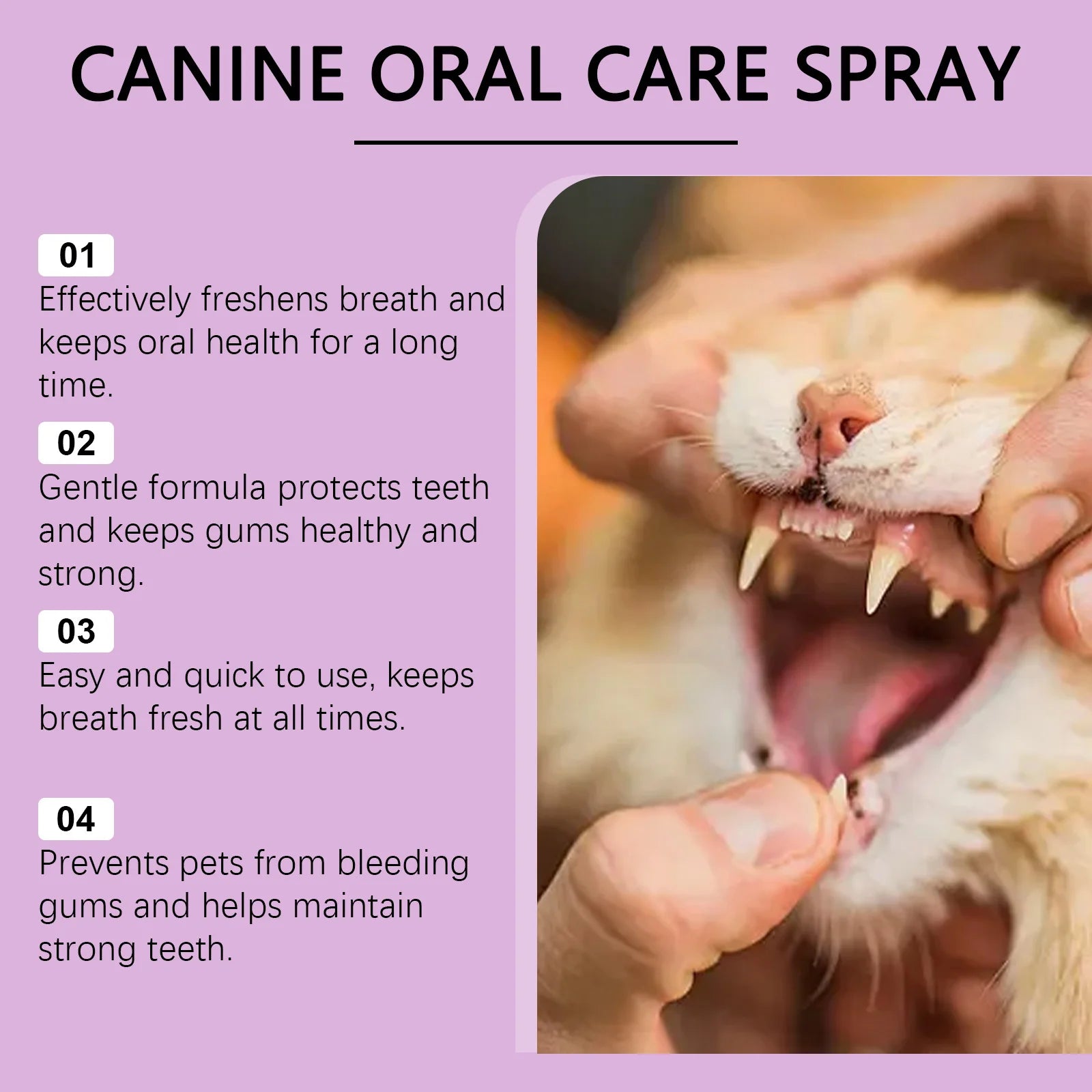 YEGBONG 100ml Pet Oral Care Spray Gentle Natural Formula Effective Tartar Stain Lasting Fresh Breath Safe for Daily Use Dogs Cat