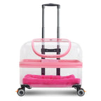 Large Capacity Portable Pet Trolley Box Universal Wheels Breathable Transparent Backpack Zipper Closure Made Durable Plastic
