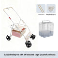 Foldable Lightweight Pet Stroller for Parrots Dogs Cats Outdoor Travel Carrier with Storage Space Portable Pet Transport Cart