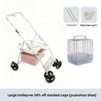 Foldable Lightweight Pet Stroller for Parrots Dogs Cats Outdoor Travel Carrier with Storage Space Portable Pet Transport Cart