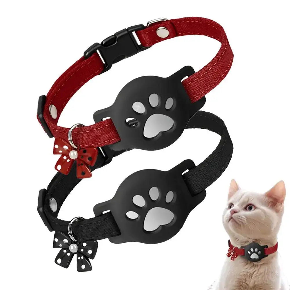 Reflective Pet Collar GPS Tracker Necklace with AirTag Holder - Waterproof Anti-Loss Locator for Dogs & Cats (iOS & Android)