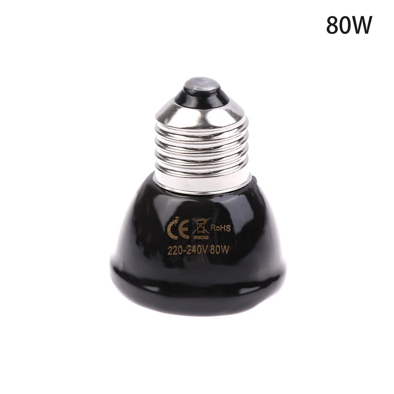 1Pc Brooder Chickens Tortoise Lizard Reptile Light 20-80W 220-240V Far Infrared Heating Lamp Black Ceramic E27 Pet Warmer Bulb
