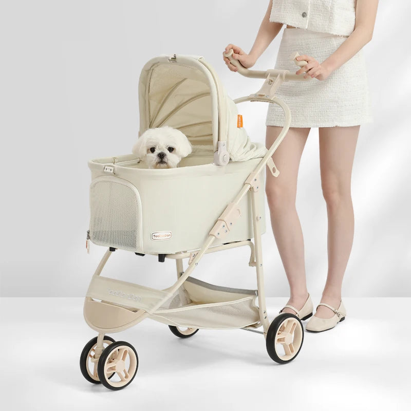 High-value Pet Stroller Lightweight and foldable Detachable Pet Stroller Car Pet Basket Outdoor Cat and Dog Travel Stroller