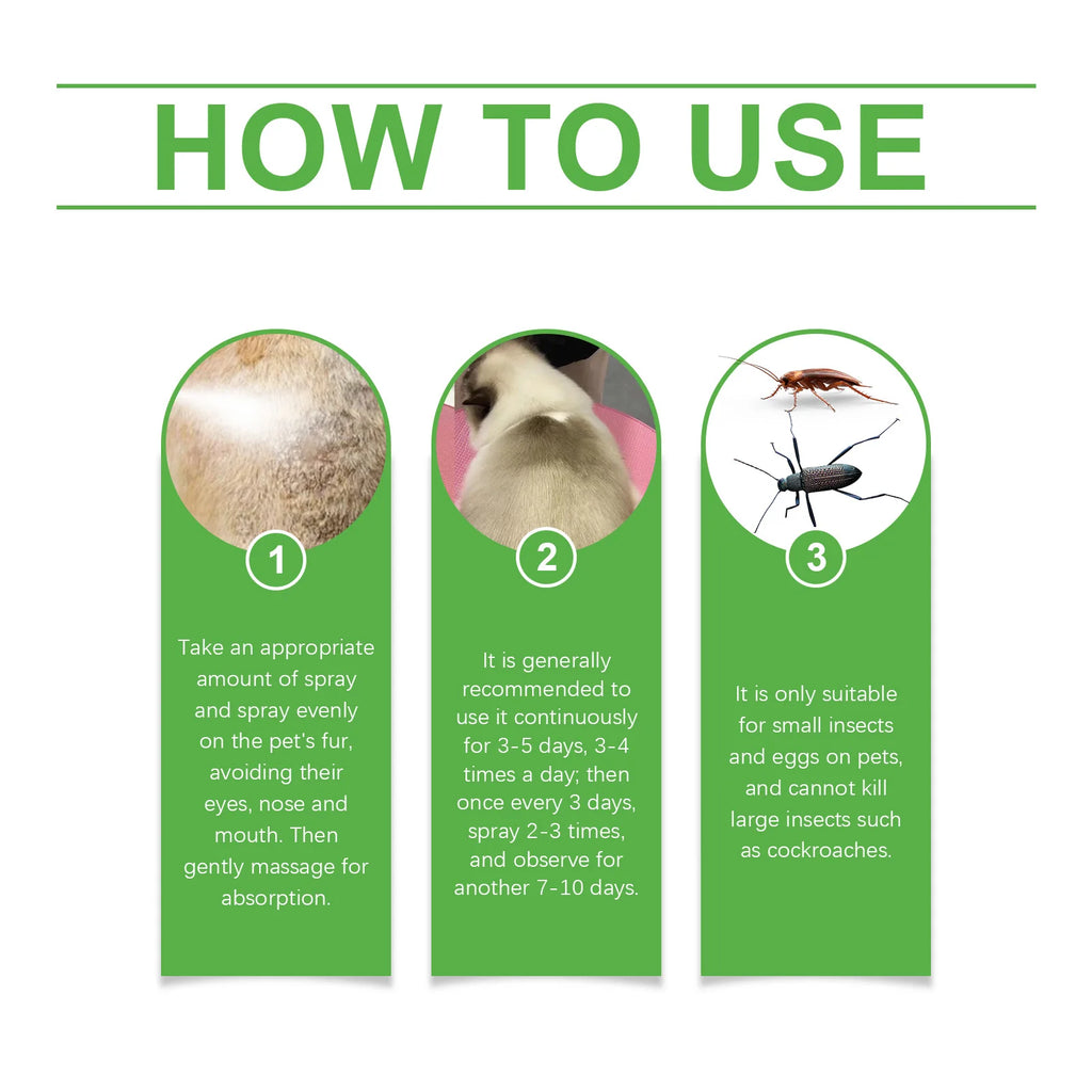 Pet Flea Tick Repellent Spray Effectively Reducing Fleas and Ticks Relieve Skin Itching Protect Health Fast-Acting Pet Repellent