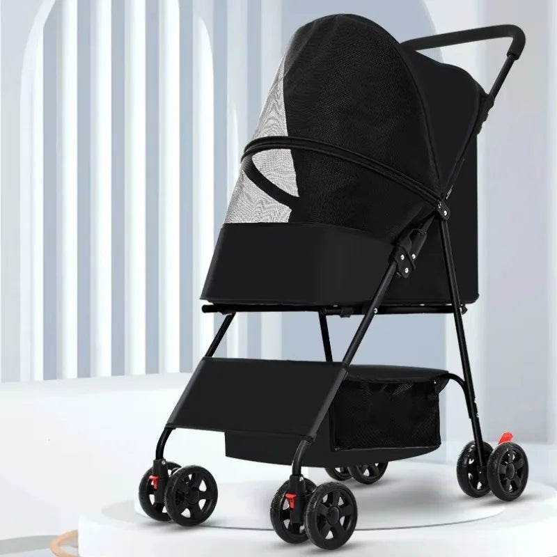 High Quality Folding Four-wheeled Easy Walk Travel Carrier Carriage Pet Stroller Outdoor Travel