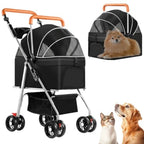 3 in 1 Dog Strollers 4 Wheels Folding Pet Stroller with Detachable Carrier Multifunction Portable Dogs Travel Carriers for Medi