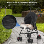 Pet Travel on All Road Surfaces with Oxford Cloth Material, Black, Foldable, Wide-View Window and Brakes