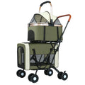 Double Pet Stroller for Dogs/Cats Dog Stroller Foldable Travel Carriage with Detachable Carriers Safety Belts 4 Lockable Wheels