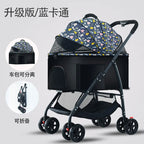 Foldable Pet Stroller for Small Medium Dogs Cats Portable Travel Pet Cart with Mesh Breathable Window Easy One Click Folding