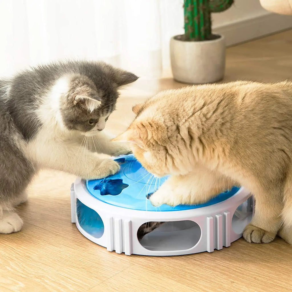 Electric LED Cat Turntable Feather Toy — Auto-Rotating Light-Up Interactive Cat Toy