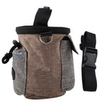 Linen Cotton Fabric Dog Feeding Pouch Water Tough Waist Hung Style Pet Training Bag Multi Compartment Adjustable Size