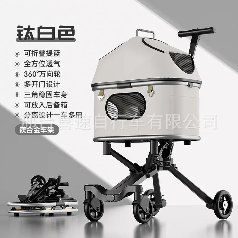 New Style Lightweight Foldable Detachable Pet Stroller Small Dog Cat Stroller Travel Carrier Cage For Walking Outdoors