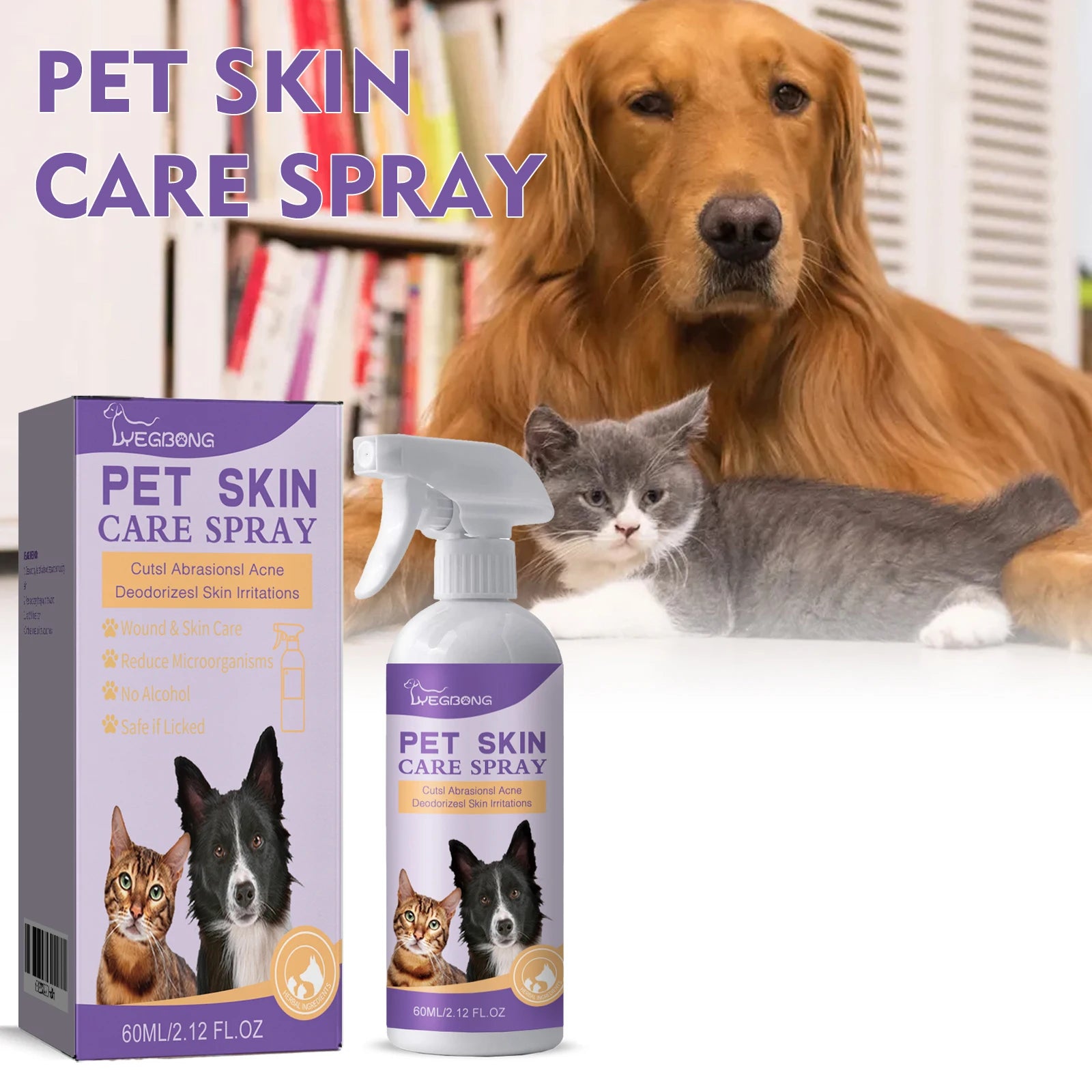 Pet Skin Relief Spray Effectively Removing Mite Relieve Skin Itching Discomfort Eliminate Local Inflammation Pet Skin Care Spray