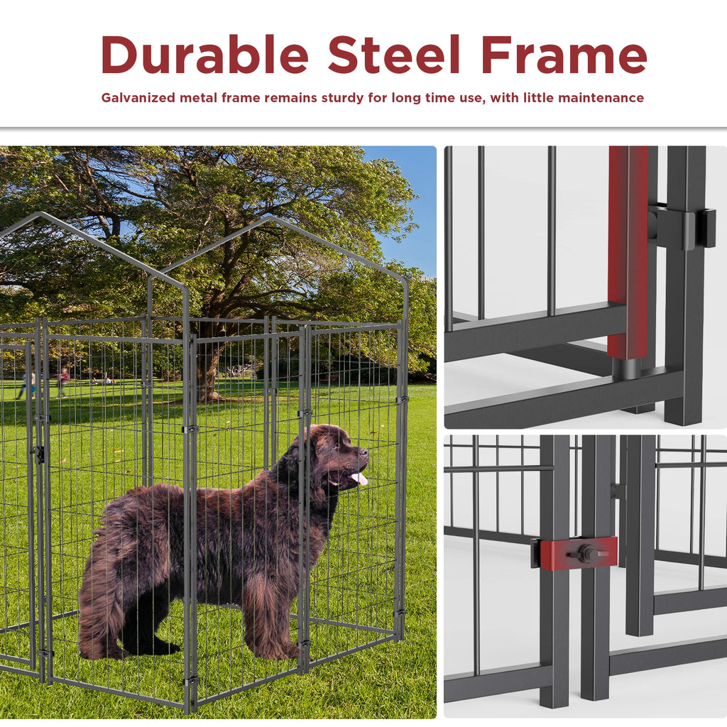 Heavy-Duty Outdoor Dog Kennel with Roof & Weatherproof Cover