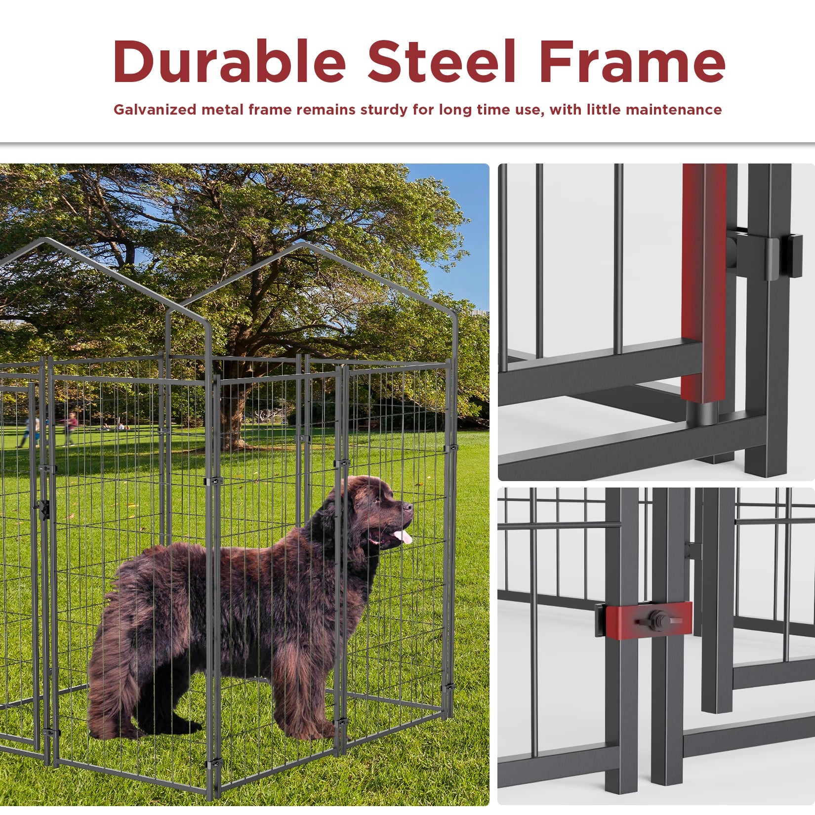 Heavy-Duty Outdoor Dog Kennel with Roof & Weatherproof Cover