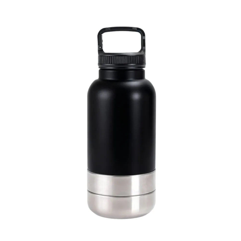 3 in 1 Stainless Steel Pet Water Bottle Multi-layered Detachable Dog Feeding Bottle Leak-proof 32Oz Pet Food Bottle