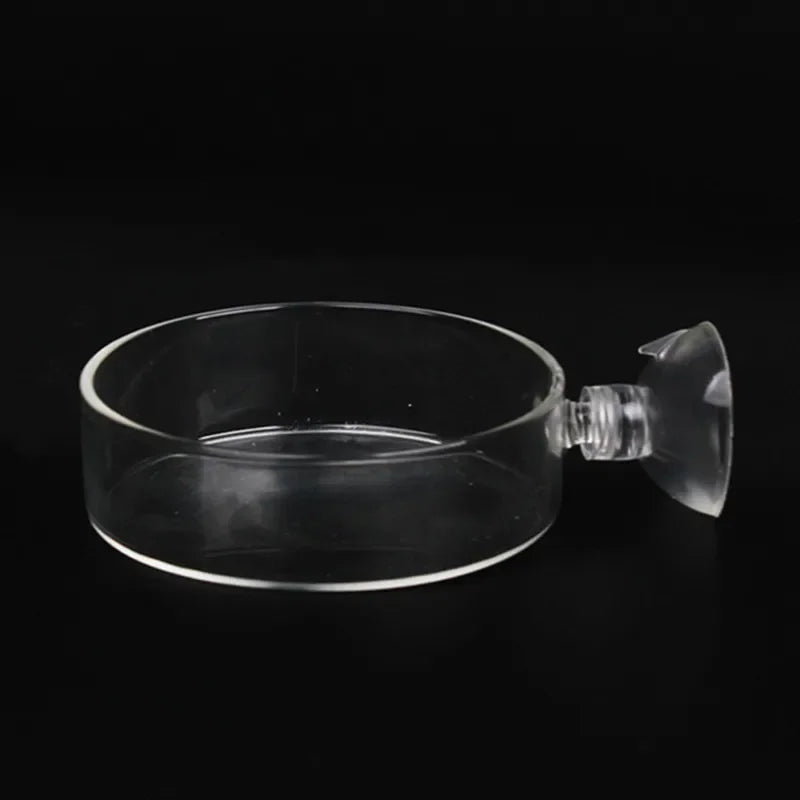Fish Tank Feeder Aquarium Shrimp Acrylic Feeding Bowl Clear Dish Tray Container Feeders Aquarium Round Fish Shrimp Feeding