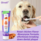 Pet Dog Toothpaste Oral Cleaning Set with Toothbrush And Finger Brush Roasted Chicken Flavor Reduces Plaque And Tartar Pet Teeth