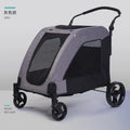 STLFHeavy Duty Pet Stroller Large Dog Cart Max Load 60KG 132lbs Folding Carrier Wagon Pram for XL Dogs Outdoor Travel Grey
