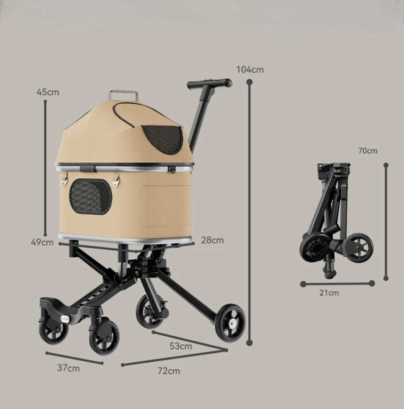 Magnesium Alloy Upgraded Pet Stroller Cart for Dogs & Cats - Lightweight Premium Outdoor Rolling Carrier