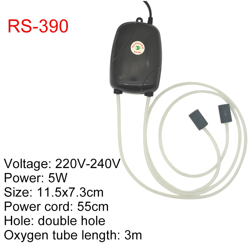 Aquarium Oxygen Air Pump Fish Tank Compressor Ultra Silent Oxygenator Bubble Aerator Portable Aquarium Accessories 220V 3W 5W