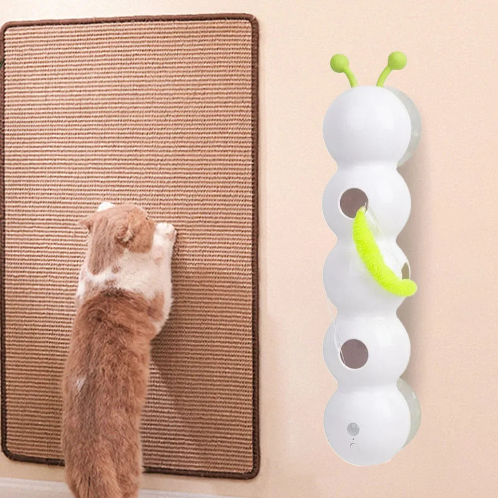 Smart Whack-a-Mole Caterpillar Cat Toy — Motion Sensor Feather Teaser for Indoor Cats