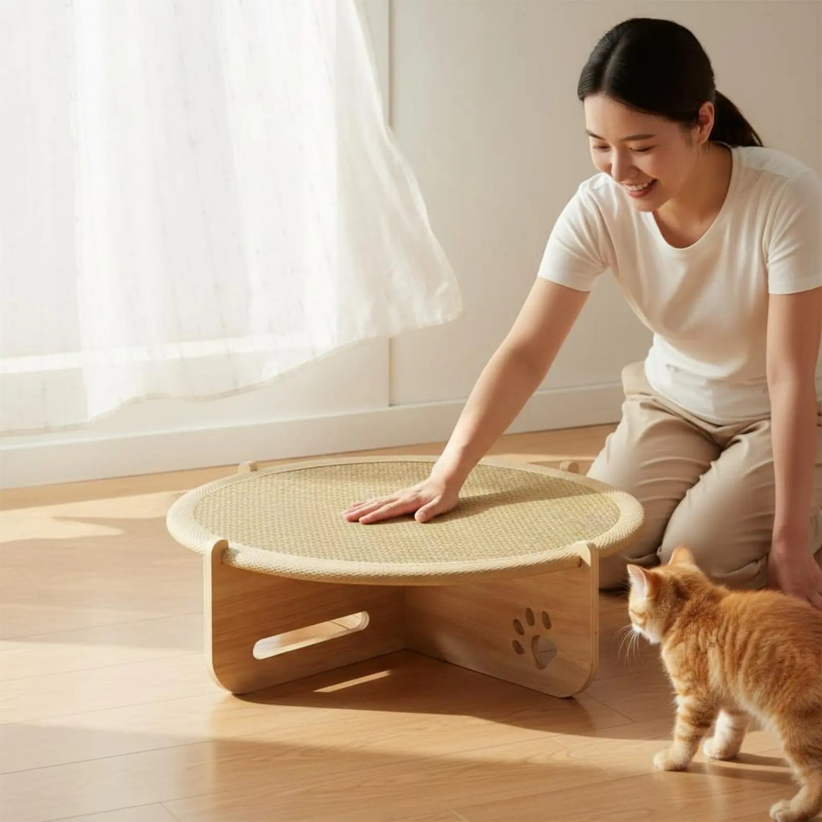 Cooling Wooden-Frame Cat Hammock Bed (Summer)