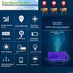 VerdantTrace 4G Solar WiFi GPS Animal Tracker for Sheep, Cows & Cattle - IP67 Waterproof 10000mAh Geo-Fence Device
