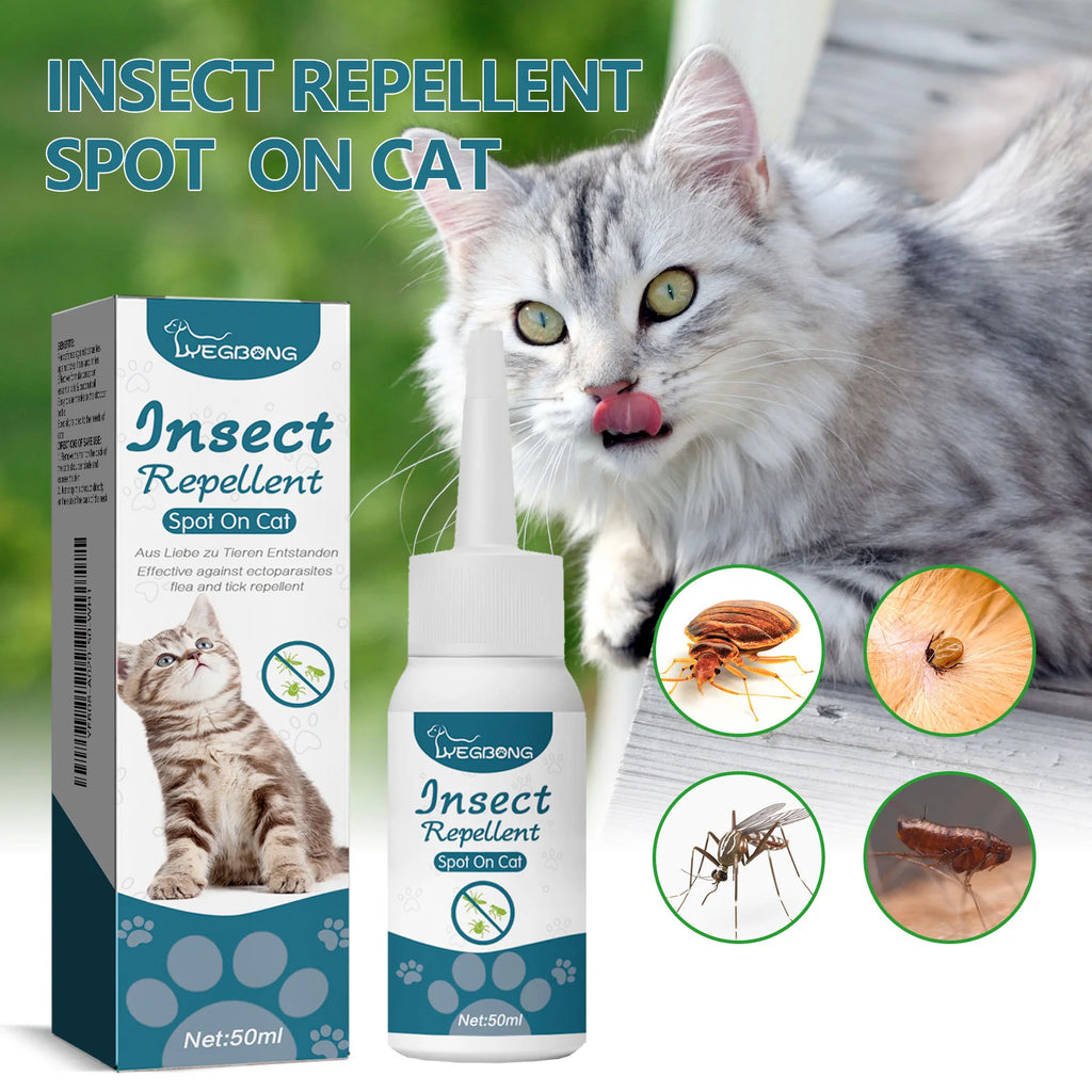 YEGBONG 50ml Flea Tick Control Liquid for Dogs Cats Fast Acting Waterproof Prevention with Gentle Plant Extracts Odorless Formu