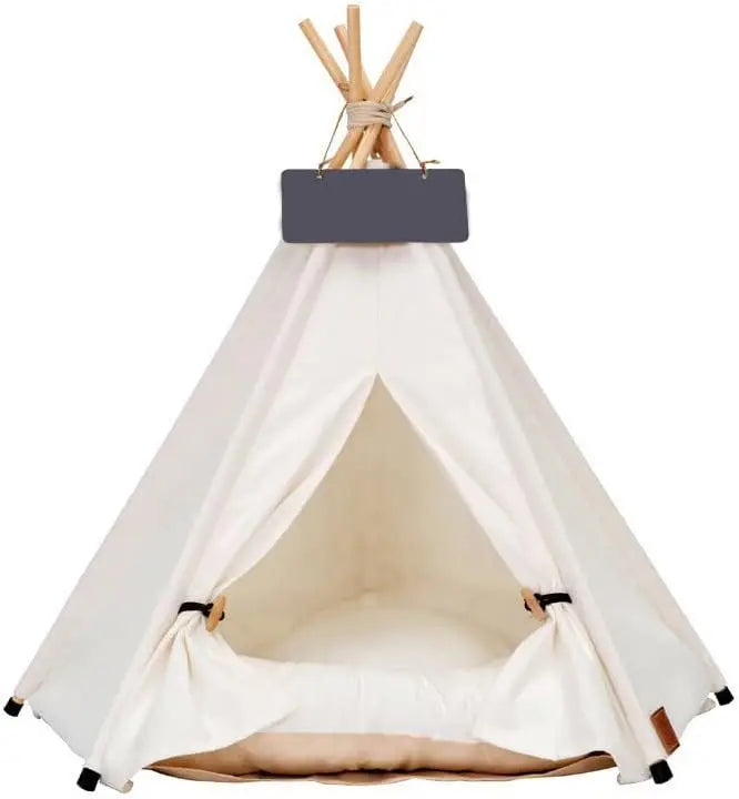 Portable Pet Teepee Bed with Thick Cushion (Up to 15lbs)