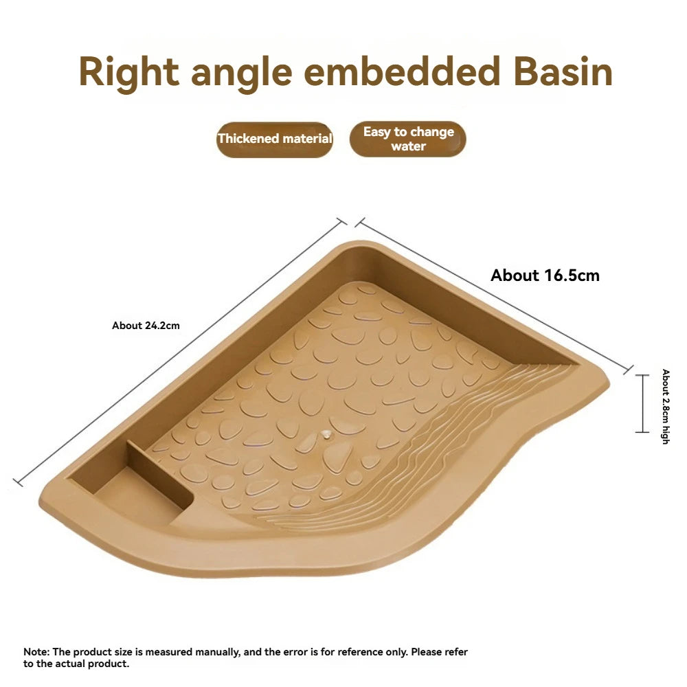 Yellow Edge Turtle Bath Basin Half Water Reptile Turtle Bath Basin Water Food Dual-Use Crawling Pet Breeding Box Landscaping