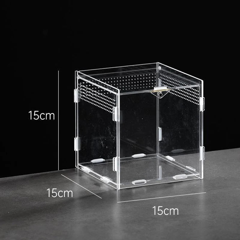 【E】Acrylic Transparent Reptile Breeding Box Terrarium Habitat Insect Spider Lizard Scorpion Feeding Cage Arboreal Enclosure Case