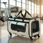 Collapsible Pet Trolley Carrier Telescoping Pull Rod Soft-Sided Pet Trolley Top Carry Handles Telescopic Handle