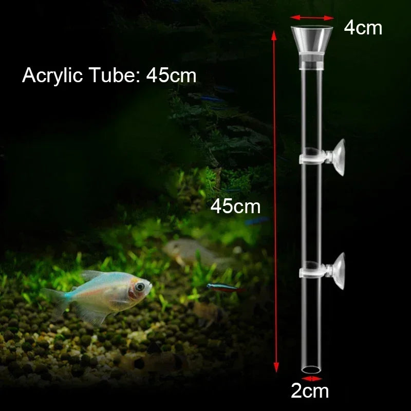 Acrylic Aquarium Shrimp Feeding Dish & Tube (Transparent, 20–30cm, Snail & Shrimp)