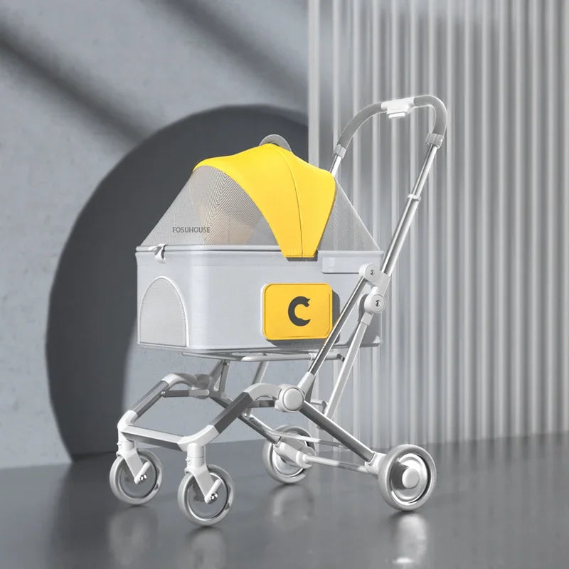 Small and Medium Dogs Cart Nordic Lightweight Separation Pet Stroller for Cats Breathable Foldable Outdoor Travel Walk Trolley