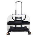 Large Capacity Portable Pet Trolley Box Universal Wheels Breathable Transparent Backpack Zipper Closure Made Durable Plastic
