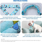2Pcs Cute Print Pet Cooling Ice Scarf Adjustable Fast Cooling Pet Cool Neck Ring Ice Towel Reusable Puppy Ice Collar