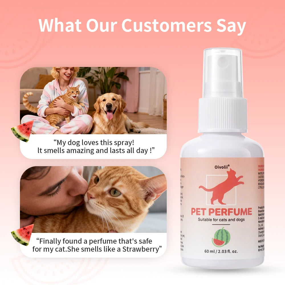 Watermelon Scent Pet Perfume Cologne Long Lasting Fragrance Deodorizing Freshening Spray for Dogs And Cats Home Pet Care