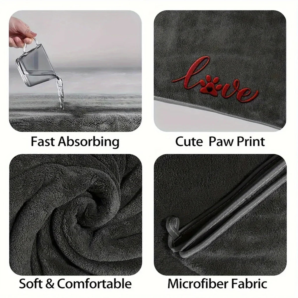 1/2/4pcs Quick Drying Dog and Cat Towels Soft Fiber Towels Bath Towel Pet Bathrobe Covenient  Cleaning Towel Pet Supplies