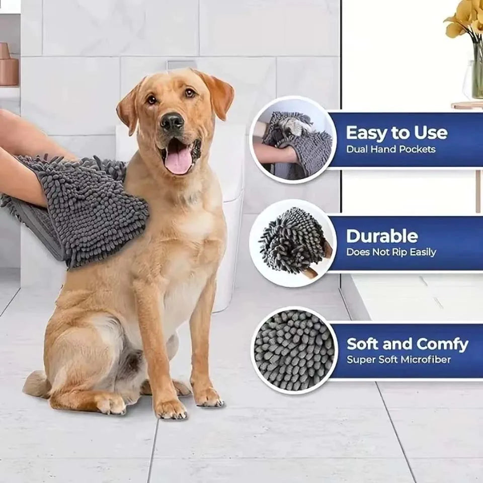 Quick Dry Pet Towel Soft Dog Bath Robe Towel Super Absorbent Cat Bath Towel Convenient Pet Cleaning Washcloth Dog Accessories