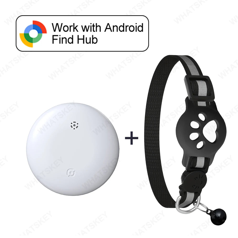 Adjustable GPS Pet Collar Tracker Kit for Android - Google Find My Compatible Cat & Pet Electronic Locator